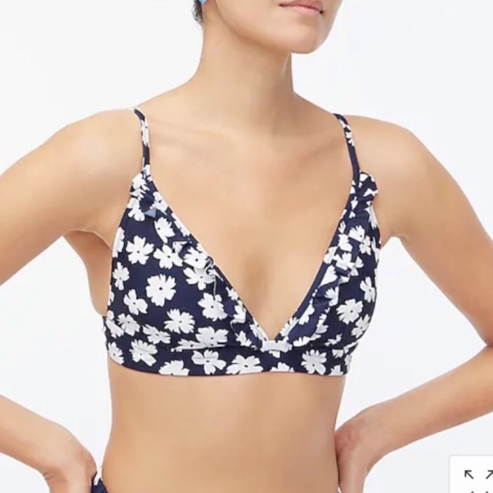 •J. Crew Ruffle Floral French Style Bikini Top•